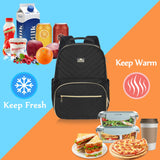 MATEIN Work Backpack with Lunch Compartment, Insulated Quilted Lunch Backpack for Women, Water Resistant Lunchbox Back Pack for Nurse, 15.6 Inch Teacher Work Bag for Office Business Commuting, Black