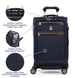Travelpro Platinum Elite Softside Expandable Carry on Luggage, 8 Wheel Spinner Suitcase, USB Port, Suiter, Men and Women, True Navy Blue, Carry On 21-Inch