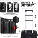 YANQIAO Carry-on Luggage with Cup Holder & USB Charging Port, Hard Side Luggage with Spinner Wheels, Lightweight Luggage for Travel, Business (Black, Carry-On 20-Inch)