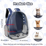 XIZIX Cat Bubble Backpack, Transparent Cat Backpack for Kitten Small Dog Pet, Space Capsule Cat Backpack Carrier for Hiking Camping Travel Outdoor Use (Navy Blue)