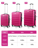 Suitour Luggage 3 Piece Sets Hard Shell Luggage Set with Spinner Wheels, TSA Lock, 20 24 28 inch Travel Suitcase Sets,Rose Red