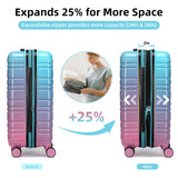 LARVENDER Luggage Sets 6 Piece, Expandable PC+ABS Hardside Multicolor Suitcase Sets with TSA Lock Double Spinner Wheels, Cotton Candy
