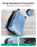 BAGSMART Expandable Carry On Luggage 22x14x9 Airline Approved, 1OO% PC Lightweight Hard Shell Suitcase, 20 Inch Travel Luggage with Spinner Wheels, Waterproof Rolling Suitcase,Blue