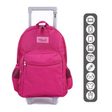 Tilami Rolling Backpack 18 inch Double Handle Wheeled Boys Girls Travel School Children Luggage Toddler Trip, Deep Pink