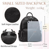 VASCHY Women's Backpack, Mini Backpack PU Leather Waterproof Fashion Small Casual Backpack Travel Backpack, Black, Small, Backpacks