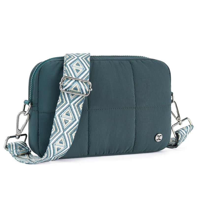 Telena Crossbody Bags for Women Crossbody Purse Lightweight Puffer Shoulder Bag for Travel Green