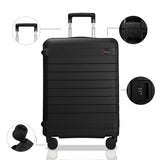 Pirtecin Luggage Sets 2 Piece, 20/28 Inch Hardside Zipperless Durable Suitcases with Spinner Wheels & TSA Lock, Black