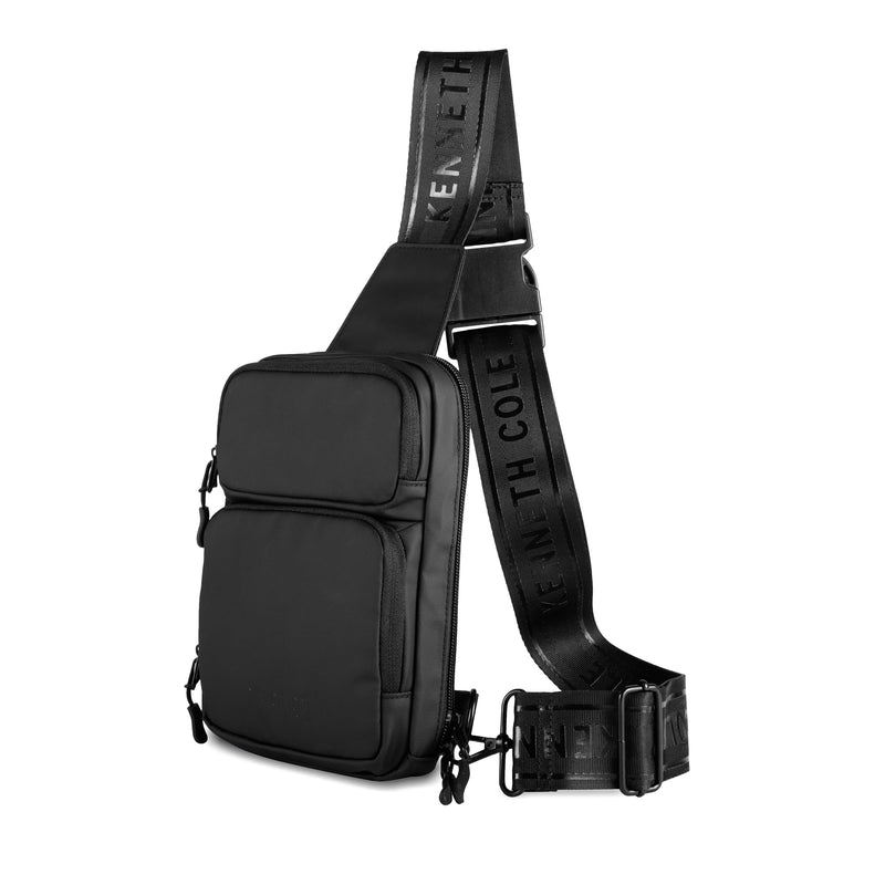 Kenneth Cole REACTION Ryder Coated Polyester Tech Crossbody Bag, Black