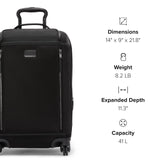 TUMI - Voyageur Leger 4 Wheeled Luggage - Women's Lightweight and Spacious, Sleek Silhouette, Durable Premium Suitcase - 21.8" International Expandable Carry-On, Black with Gunmetal Hardware