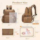 miss fong Diaper Bag Backpack - Baby Diaper Bag Neoprene Bag Large Capacity Neoprene Backpack with Diaper Changing Pad Pañaleras Para Bebe Baby Bag with 12 Pockets for Mom & Dad -Brown