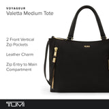 TUMI - Voyageur Valetta Tote - Women's Carryall Bag, Lightweight and Roomy, Functional Purse for Everyday, Business & Travel - Large, Black & Gold Hardware