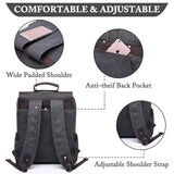 VASCHY Leather Laptop Backpack, Casual Canvas Campus Rucksack with 15.6 inch Laptop Compartment