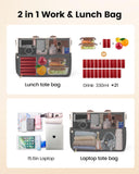 LOVEVOOK Lunch Bag, Tote Bag for Women with Insulated Lunch Compartment, Laptop Bag with Large Capacity & Cup Holder, Work Tote for Teacher, Nurse, Travel, College, Daily, Black-Beige-Brown, 15.6 Inch