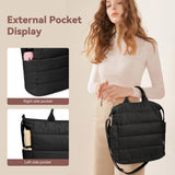 KALIDI Quilted Tote Bag, Puffer Hobo Bag Anti Splash Crossbody Zipper Gym Bag Large Casual Travel Work Daily Women, Black