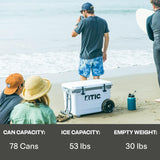 RTIC 52 Quart Ultra-Light Wheeled Hard Cooler Insulated Portable Ice Chest Box for Beach, Drink, Camping, Picnic, Fishing, Boat, Barbecue, 30% Lighter Than Rotomolded Coolers, Trailblazer