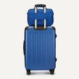 Amazon Basics 4-Piece Hardside Luggage Set with Multidirectional Spinner Wheels, 22" Carry-On, 28" Checked Suitcase, 15" Tote Bag and 10" Travel Case, Navy Blue