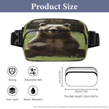 Hi Bear Sit on The Lawn Waist Bags Waist Packs with Adjustable Strap Classic Twill Fabric Fanny Bag for Workout