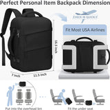 Tenot Travel Backpack for Women Men Carry on Flight Approved Lightweight 15.6 Inch Laptop Backpack Duffle College Business Work Weekender Hiking Travel Essentials Suitcase Backpack Black