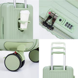 VATILIN 20 Inch Top Opening Carry On Luggage 22x14x9 Airline Approved Expandable With Spinner Wheels & Cup Holder,PC Hard Shell Lightweight Small Shitcase With Tsa Approved For Travel Women Men,Green
