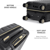 Kenneth Cole REACTION Madison Square Lightweight Hardside Chevron Expandable Spinner Luggage, Black, 24-Inch Checked