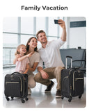 BAGSMART Carry On Luggage 20 Inch,Softside Expandable Suitcase with Spinner Wheels, Luggage 22x14x9 Airline Approved Rolling Lightweight Suitcases for Women Men, Compact Carry-On (Black)