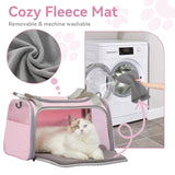 Airline Approved Cat Carrier 17.5×10.5×10.5 in, Escape-Proof Design with Locking Zippers & Safety Leash, Easy-Access 3-Way Entry, Washable Mat, Gift-Ready Holiday Choice for Cats up to 12 lb