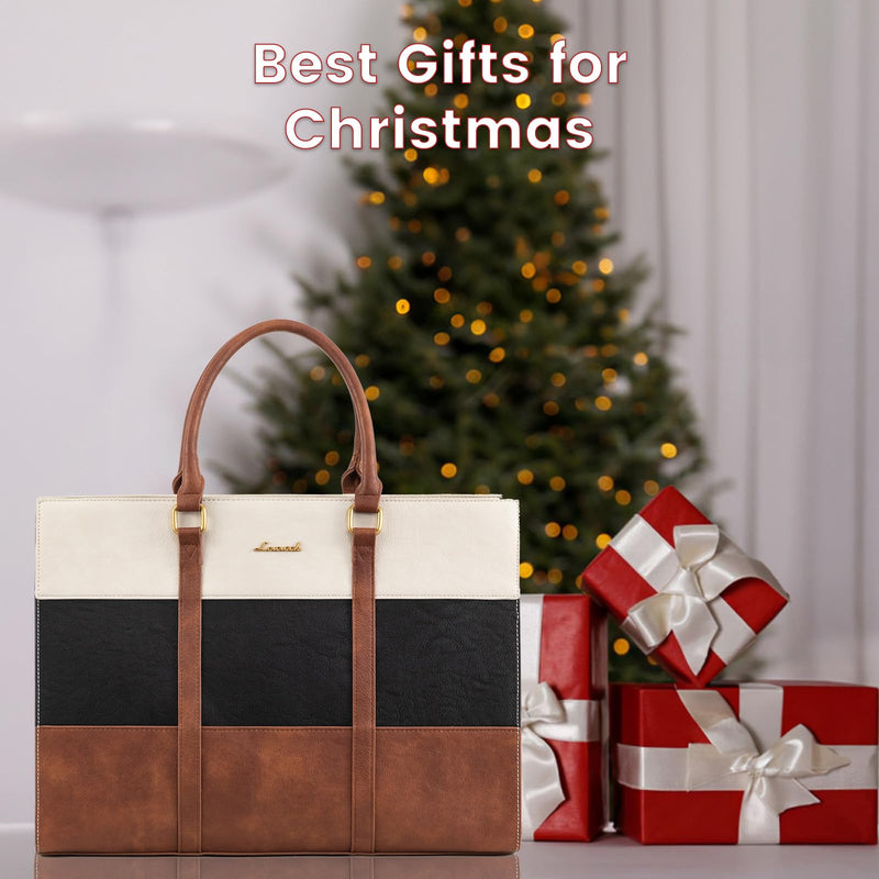 LOVEVOOK Laptop Bag for Women, 15.6 Inch Work Bags for Women, Vintage Leather Laptop Tote Bag, Waterproof Computer Bags with Clutch Purse, Large Capacity Briefcase, Business Office Handbag for Work