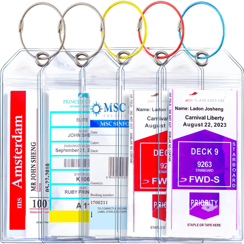 Cruise Ship Essentials for Carnival, Princess, NCL, MSC by JOLLYANTS, Cruise Luggage Tag Holders, Cruise Must Haves Waterproof & Reusable