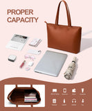 KALIDI Tote Bag Zipper Shoulder Bag Faux Leather Purses for Women Large Casual Handbag Work Dating College, Brown