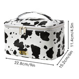 KITENROM Makeup Bag Portable Travel Cosmetic Bag with Brush Holder，Waterproof Make Up Bag For Women with Handle Print Cow