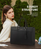 LOVEVOOK Laptop Tote Bag for Women, Leather Office Work Bag Briefcase fit for 15.6 inch Laptop, Large Teacher Computer Bag Handbag,2pcs Set Leather/Black