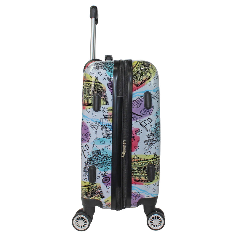 World Traveler Dejuno Parisian Landmarks 3-Piece Polycarbonate Expandable Spinner Luggage Set