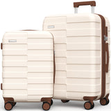 Vipbox Luggage Sets 2 Piece 20/24 Inch (3-YEARS VIP SERVICE) Hardside Ultra Durable Expandable Lightweight Polycarbonate Carry On Travel Suitcase with Spinner Wheels TSA Lock, Elegant White