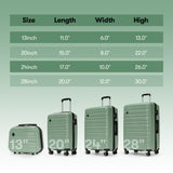 GinzaTravel 4 Piece Hard Shell Luggage Sets with Spinner Wheels PP Hardside Large Suitcase with Wheels TSA Lock,20 inch 24 inch 28 inch,Green