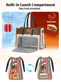MATEIN Laptop Tote Bag with Insulated Lunch Compartment for Women, PU Leather 2 in 1 Work Briefcase with Clutch Fits 15.6 Inch Laptop, Convertible Professional Shoulder Bag for Office Business, 2 Sets