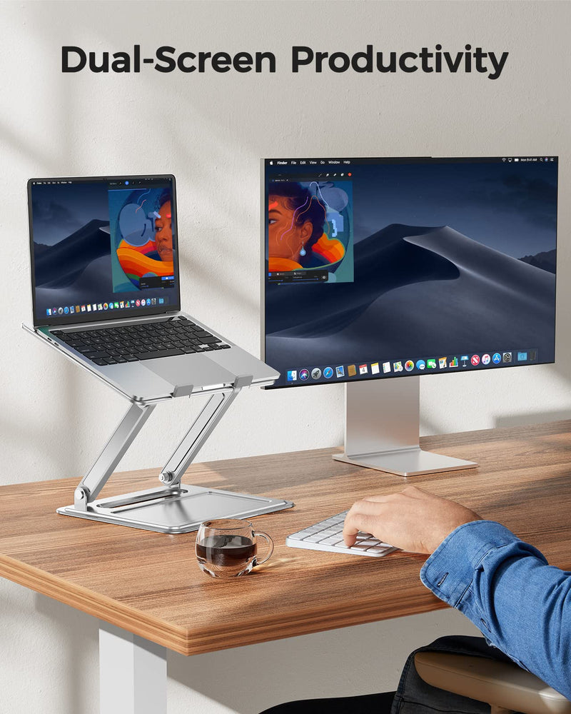 LORYERGO Adjustable Laptop Stand, Portable for 17.3inch Laptops, Holds Up to 17.6lbs, Ergonomic Posture & Heat Dissipation