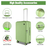 WireHot 3-Piece 20/24 Top Opening Hardshell Lightweight Luggage and 28-Inch Clamshell Opening Travel Suitcase with Spinner Wheels & TSA Locks, Avocado Green 20in/24in/28in