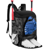 BIAOTN Youth Adult Baseball Bag, Large Sports Tball Backpack for Kids Boys and Girls, Multi-Functional Equipment Bags for Baseball, Softball, Tee Ball, Gym, Travel, Hunting (Black+Camouglage)