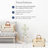 Bric's FIRENZE Cargo Duffel Bag - Luxury Travel Tote with Luggage Sleeve - Weekender and Travel Carry On Bags For Women and Men - Embossed PVC - 18 Inch, Cream