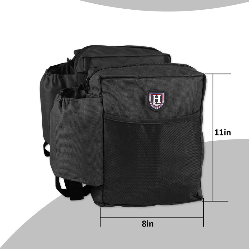 Harrison Howard Equestrian Western Saddle Bag Nylon Water Bottle/Gear Carrier Convenient Saddle Bag Black
