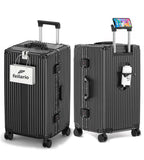 feilario 30in Super Large Captain Aluminum Frame Hardside Spinner Wheels Luggage, Removable Wheels Zipperless Checked Suitcase with Cup Holder/Phone Holder