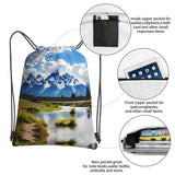 Kingnoyi Grand Teton National Park Drawstring Backpack Bag For Gym Shopping Andsport Yoga, Black