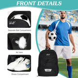 WOLT Soccer Backpack Soccer Bag with Ball Holder & Shoes Compartment, Sport Equipment Bags For Football, Basketball, Volleyball, Gym (Black)