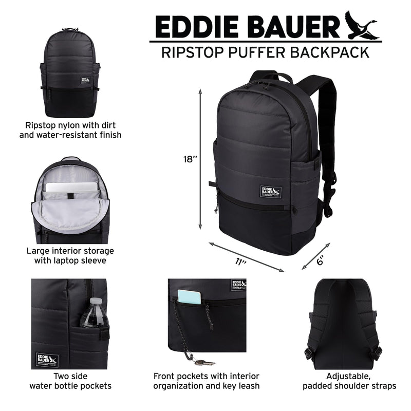 Eddie Bauer 20L Ripstop Nylon Puffer Backpack - Sprig