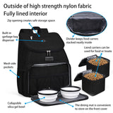 BAGLHER丨Dog Travel Bag, Airline Approved Pet Supplies Backpack, Dog Travel Backpack Accessories Set with 2 Silicone Collapsible Bowls and 2 Food Baskets. Black