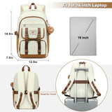 Backpack for Teen Girls Laptop Backpacks 15.6 Inch School Bag for Students Women College Bookbag Travel Daypack (Beige Khaki)