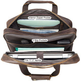 TIDING X-Large 18 Inch Full Grain Leather Briefcase for Men 17.3" Laptop Messenger Bag Business Travel Handbag Shoulder Bag