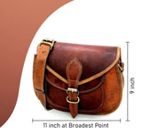 Firu-Handmade Women Vintage Style Genuine Brown Leather Crossbody Satchel Bag Handmade Purse