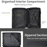 Japovker Luggage Sets 2 Piece Large Suitcases with Spinner Wheels, 20/28 Inch Hardshell ABS Expandable Luggage Set, Lightweight Suitcase Set with TSA Lock for Men Women Business Trip (Black)