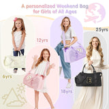 Dance Gym Duffel Bag for Teen Girls, Personalized Initial Travel Weekender Bag,Cute Overnight Carry On Duffle for Women,Sports Travel Cheer Bag,Monogram Christmas Gifts for Tween Preppy(black-A)